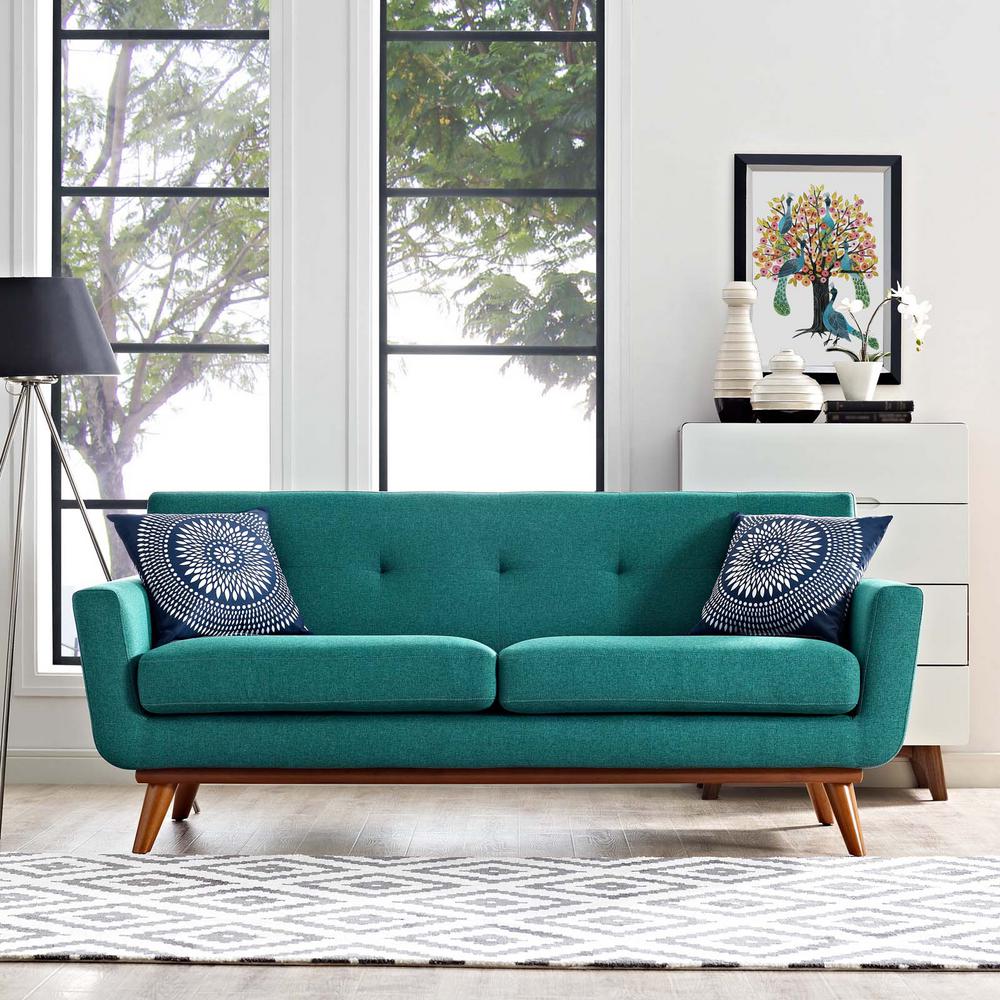 MODWAY Engage Teal Upholstered Fabric Loveseat