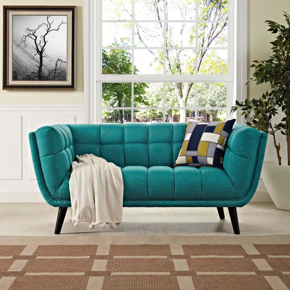 MODWAY Bestow Teal Upholstered Fabric Loveseat
