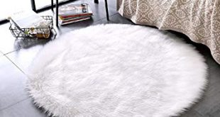 LEEVAN Plush Sheepskin Throw Rug Faux Fur Elegant Chic Style Cozy Shaggy  Floor Mat Area Rugs
