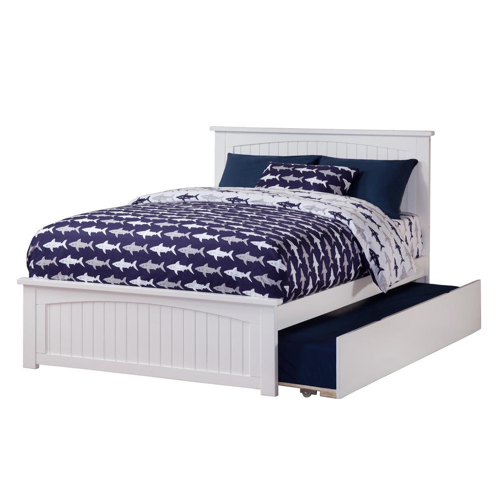 Atlantic Furniture Nantucket White Full Platform Bed with Matching Foot  Board and Twin Size Urban Trundle