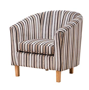 Sofa Collection Fabric Tub Chair/Armchair Seating Brown Available (Grey  Stripe), 70x76x73