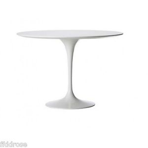 Image is loading Saarinen-Style-Tulip-Table-White-Fiberglass-Dining-Table-