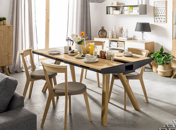 Vox Oak Dining Table with Built-In Trivet - Unique dining tables