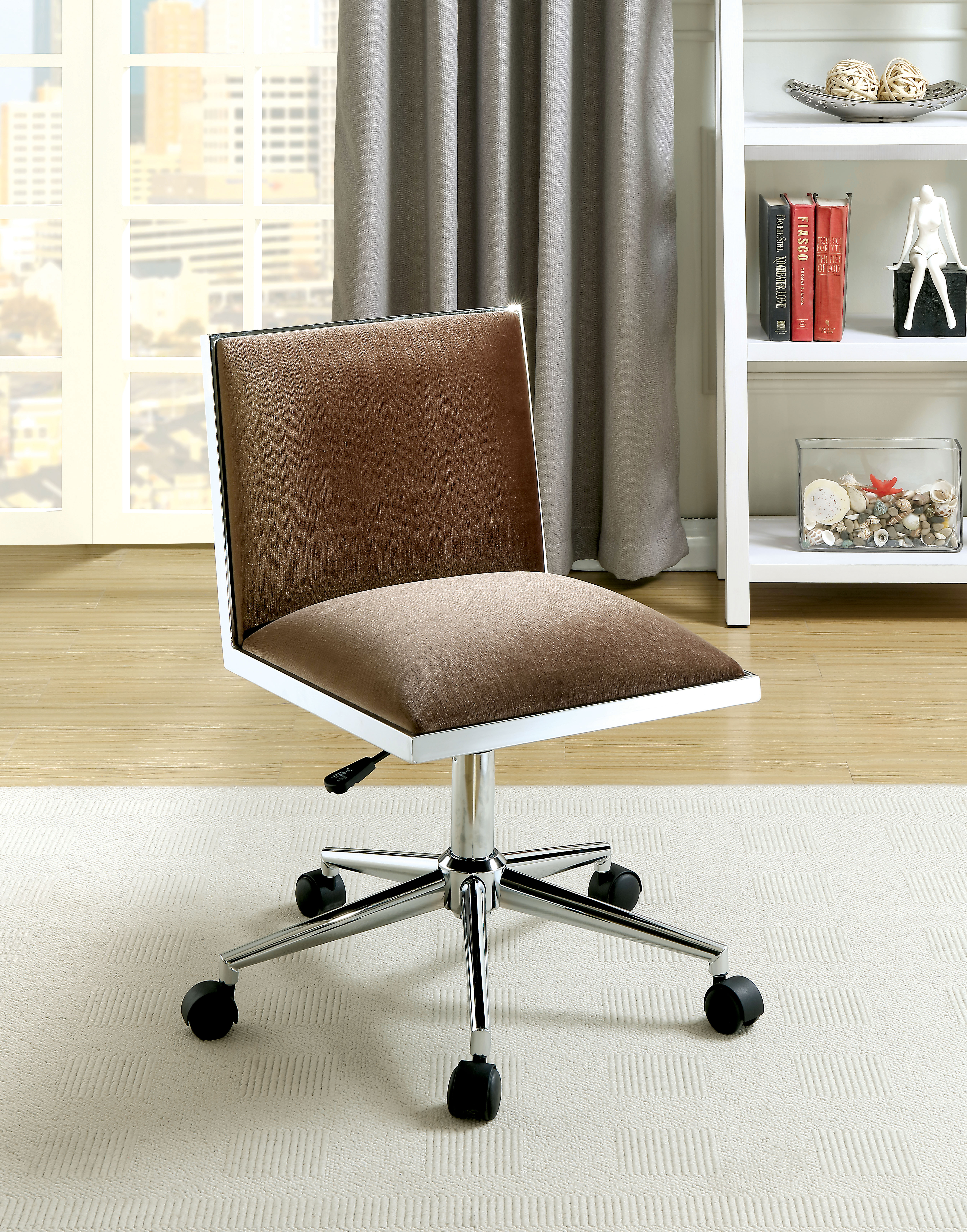 Furniture of America Delta Contemporary Brown Upholstered Office Chair -  Traveller Location