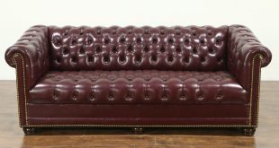 SOLD - Chesterfield Tufted Leather Vintage Sofa, signed Hancock & Moore -  Harp Gallery