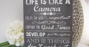 Handmade Wall Plaque Sign, Life Like a Camera Inspirational Quote Gift,  Friend New Home House Warming. Plaque Gift Present Wall door Sign