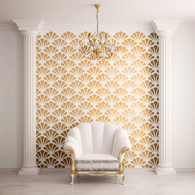 Scallop Shell Pattern Wall Stencil for Painting