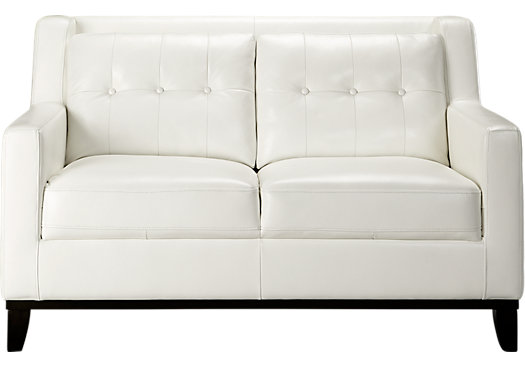 Rooms To Go Reina White Leather Loveseat