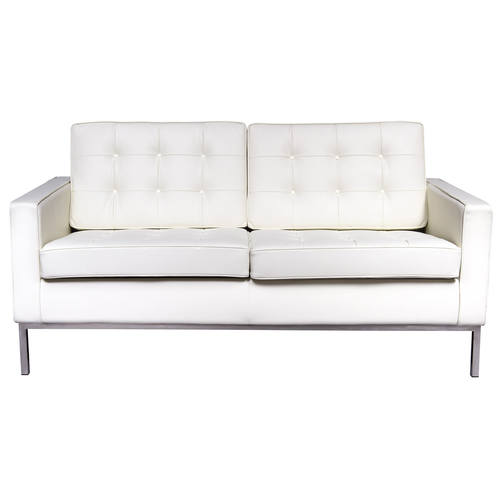Florence Style Modern White Leather Loveseat