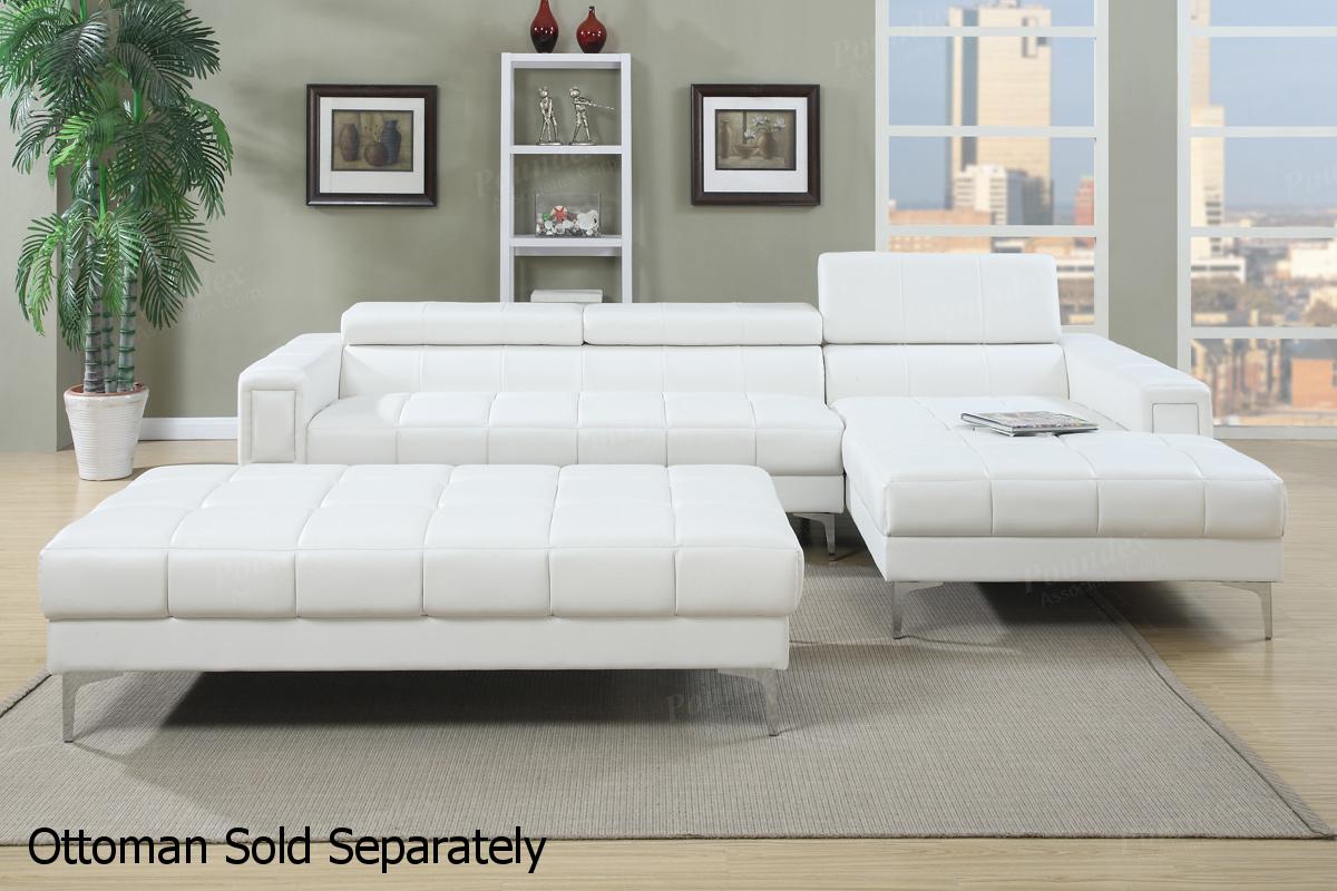 White Leather Sectional Sofa - Steal-A-Sofa Furniture Outlet Los Angeles CA
