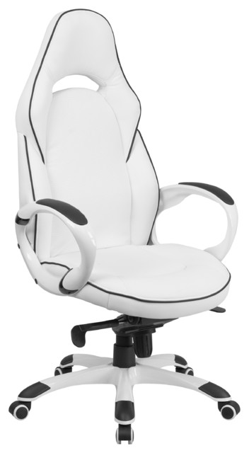 High Back White Vinyl Executive Swivel Office Chair With Black Trim -  Contemporary - Office Chairs - by ergode