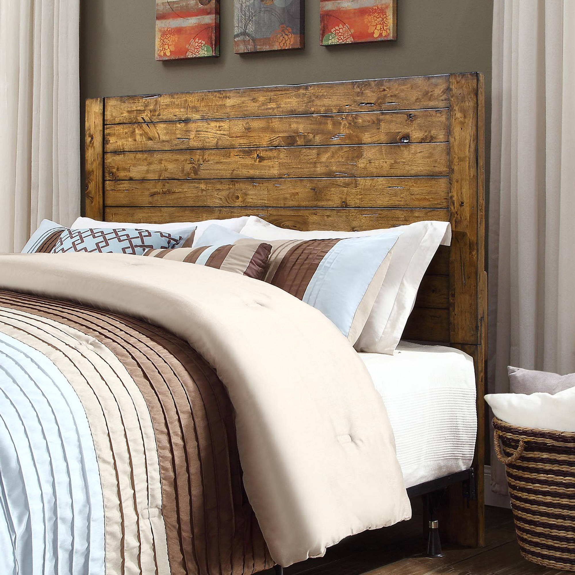 Better Homes and Gardens Bryant Full/Queen Solid Wood Headboard, Rustic  Brown Finish - Traveller Location