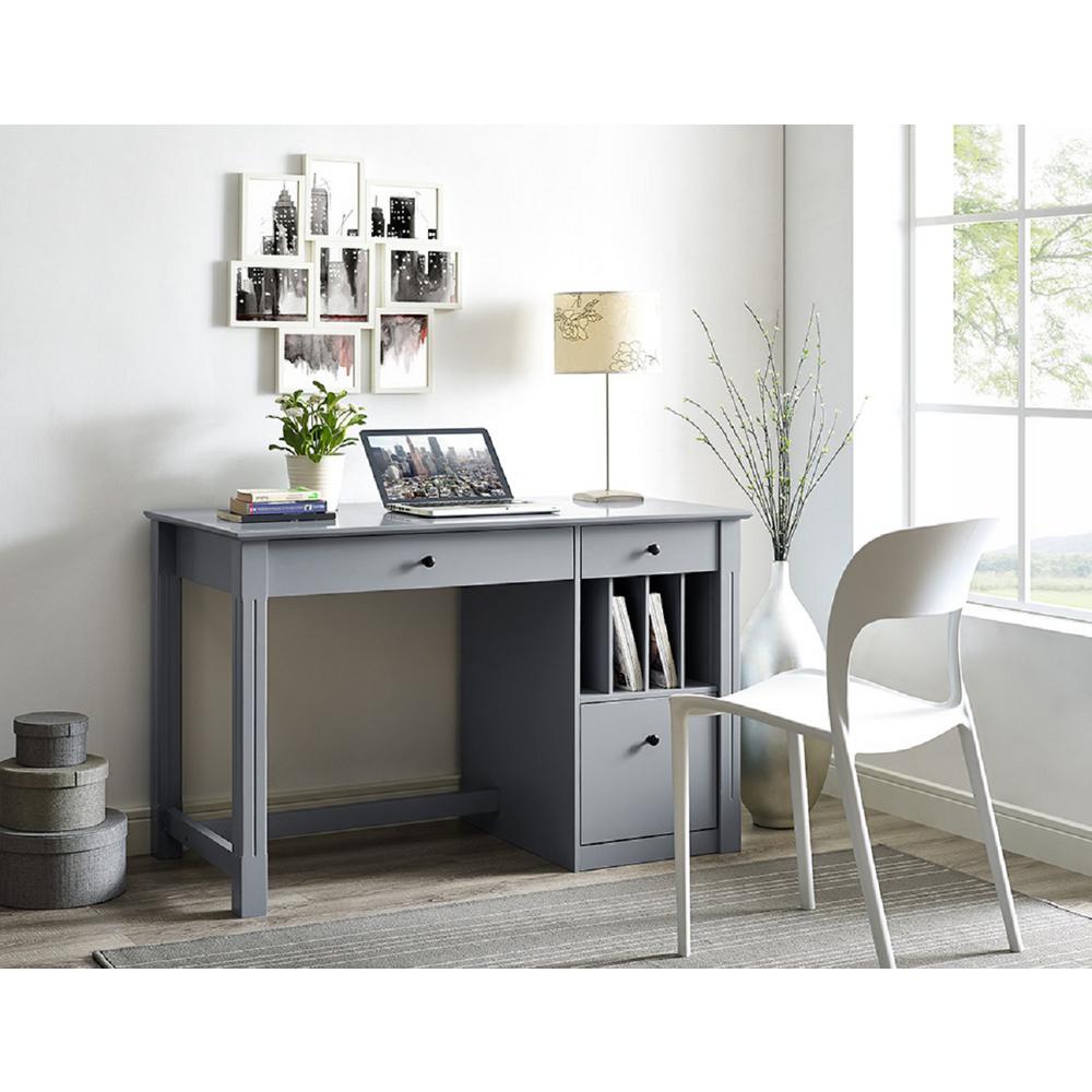 Walker Edison Furniture Company Home Office Deluxe Grey Wood Storage  Computer Desk