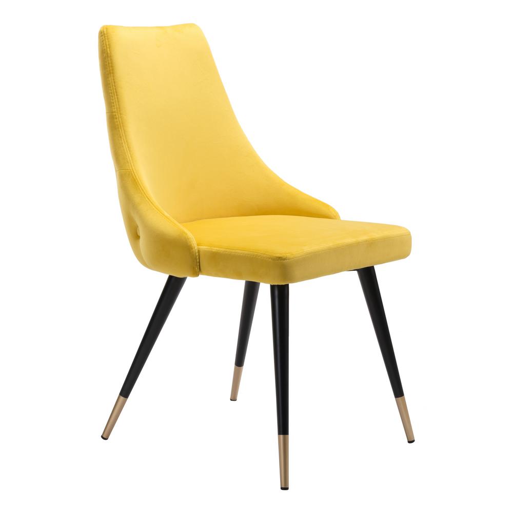 ZUO Piccolo Yellow Velvet Dining Chair (Set of 2)