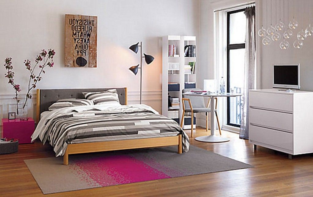 Bed by the floor different bedside lamps