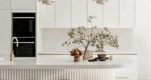 A white kitchen island