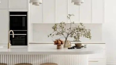 A white kitchen island