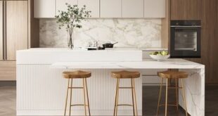 A white kitchen island