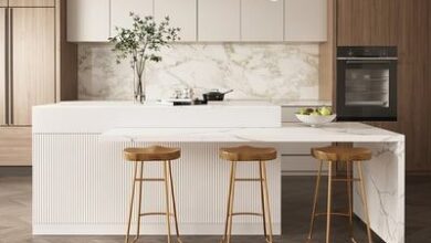 A white kitchen island