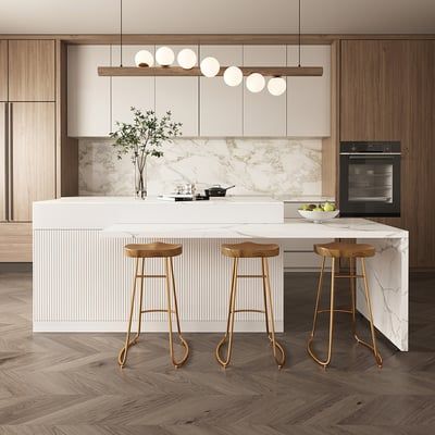 A white kitchen island that stands out