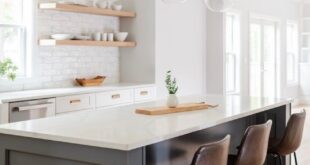 A white kitchen island