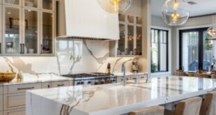 A white kitchen island