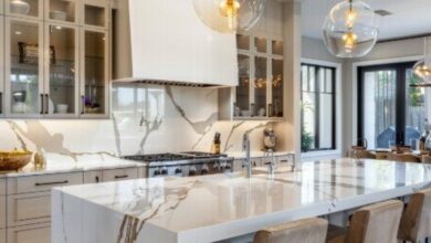 A white kitchen island