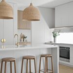 A white kitchen island