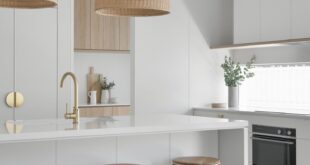 A white kitchen island