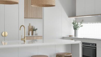 A white kitchen island