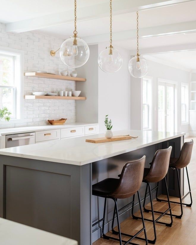 A white kitchen island