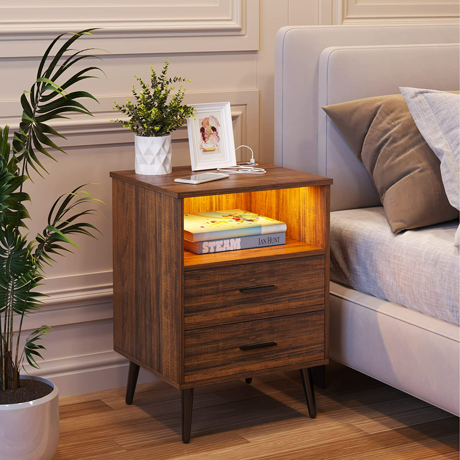 Bedside tables with drawers for extra storage