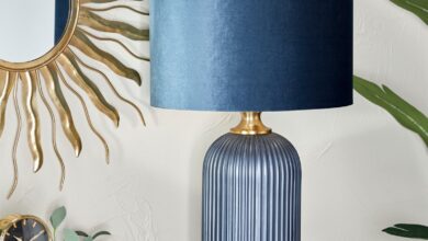 blue table lamps