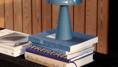 blue table lamps