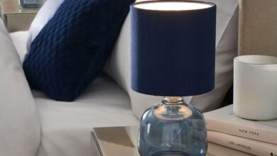 blue table lamps