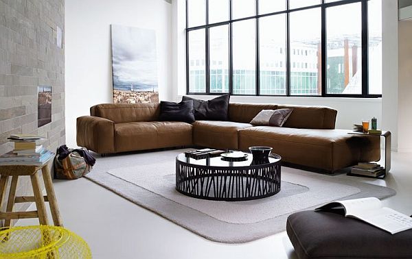 Brown Leather Corner Sofa