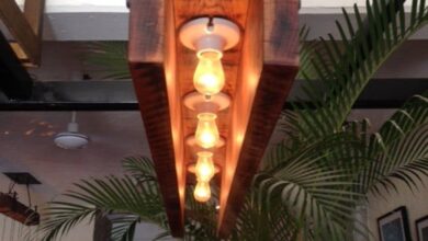 chandeliers in wood