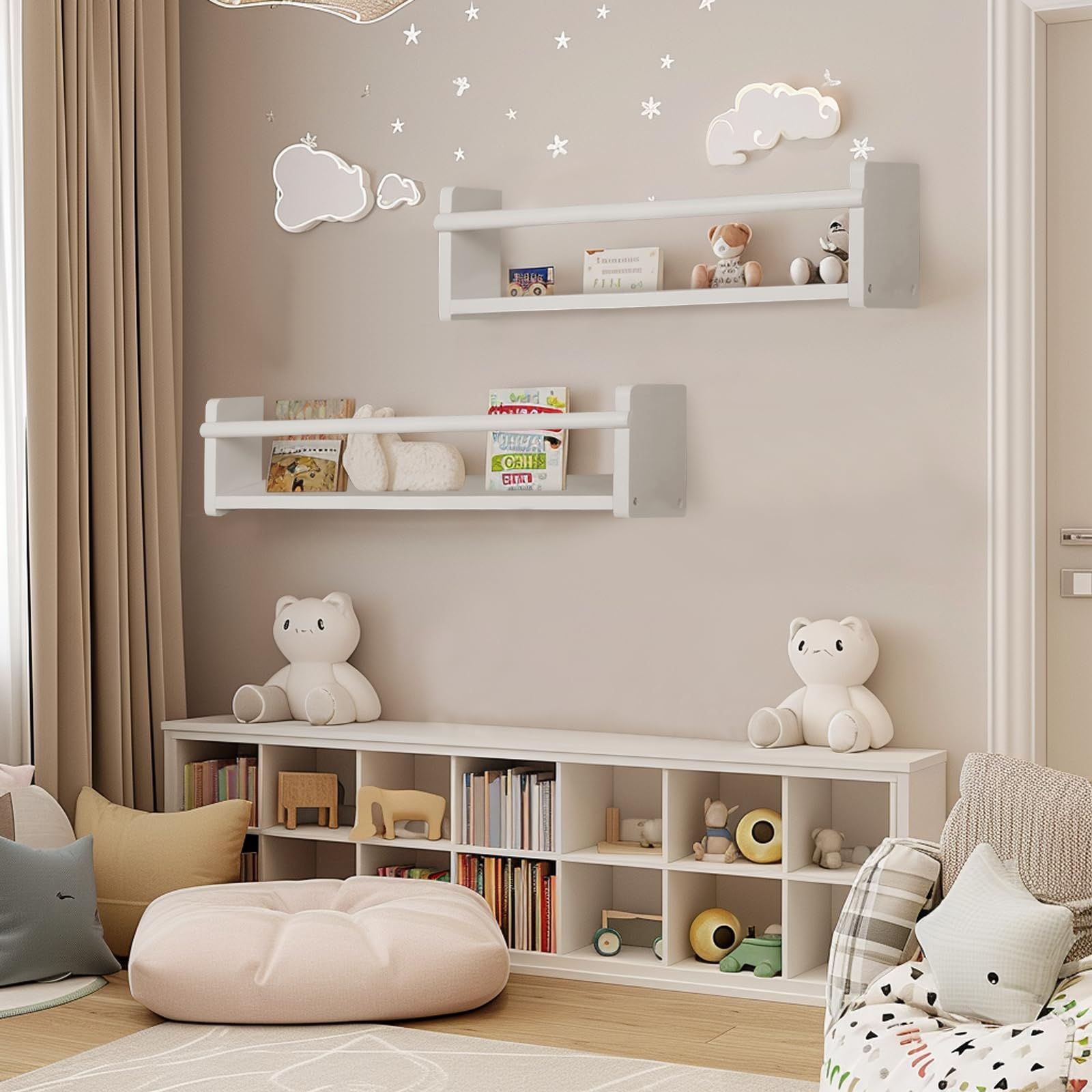 Children shelves organization for a tidy and clutter-free space