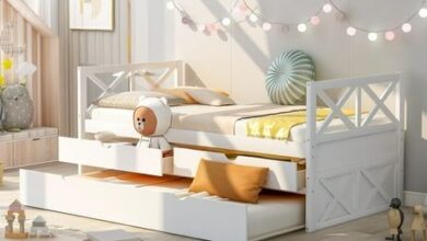 Childrens beds with storage space and box