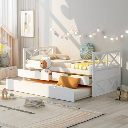 Childrens beds with storage space and box