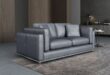 Contemporary Grey Leather Loveseat