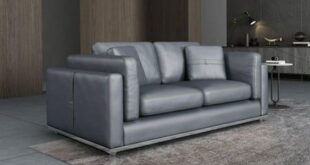 Contemporary Grey Leather Loveseat