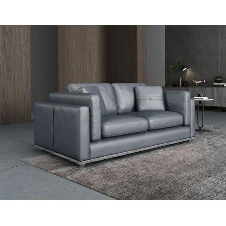 Contemporary Grey Leather Loveseat: A Stylish Addition to Your Living Room