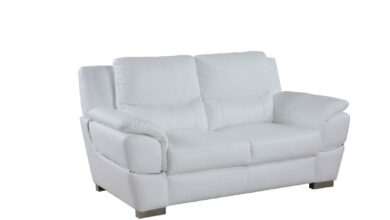 Contemporary Grey Leather Loveseat