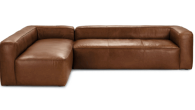 Contemporary Grey Leather Sectional Sofa