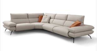 Contemporary Grey Leather Sectional Sofa