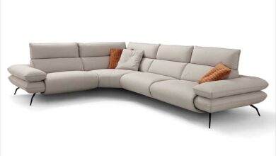 Contemporary Grey Leather Sectional Sofa