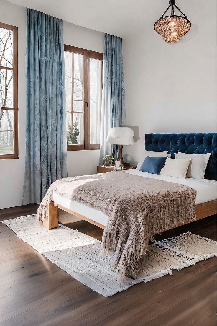 Cozy bedroom | Blue & Neutral Details| Home Decor Inspo  Cozy Bedroom with Blue and Neutral Details for Home Decor Inspiration