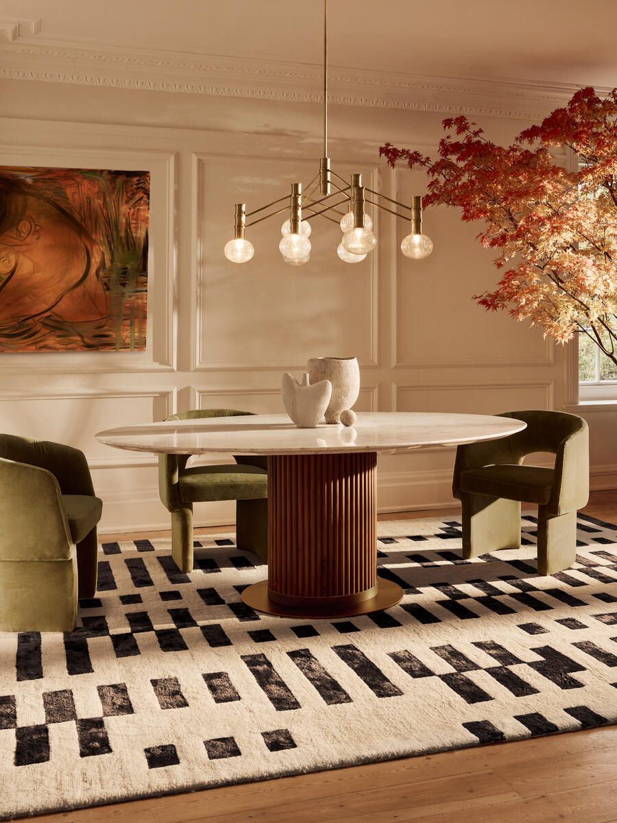 dining room with chandeliers