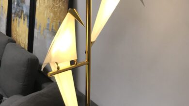 Floor lamp with table